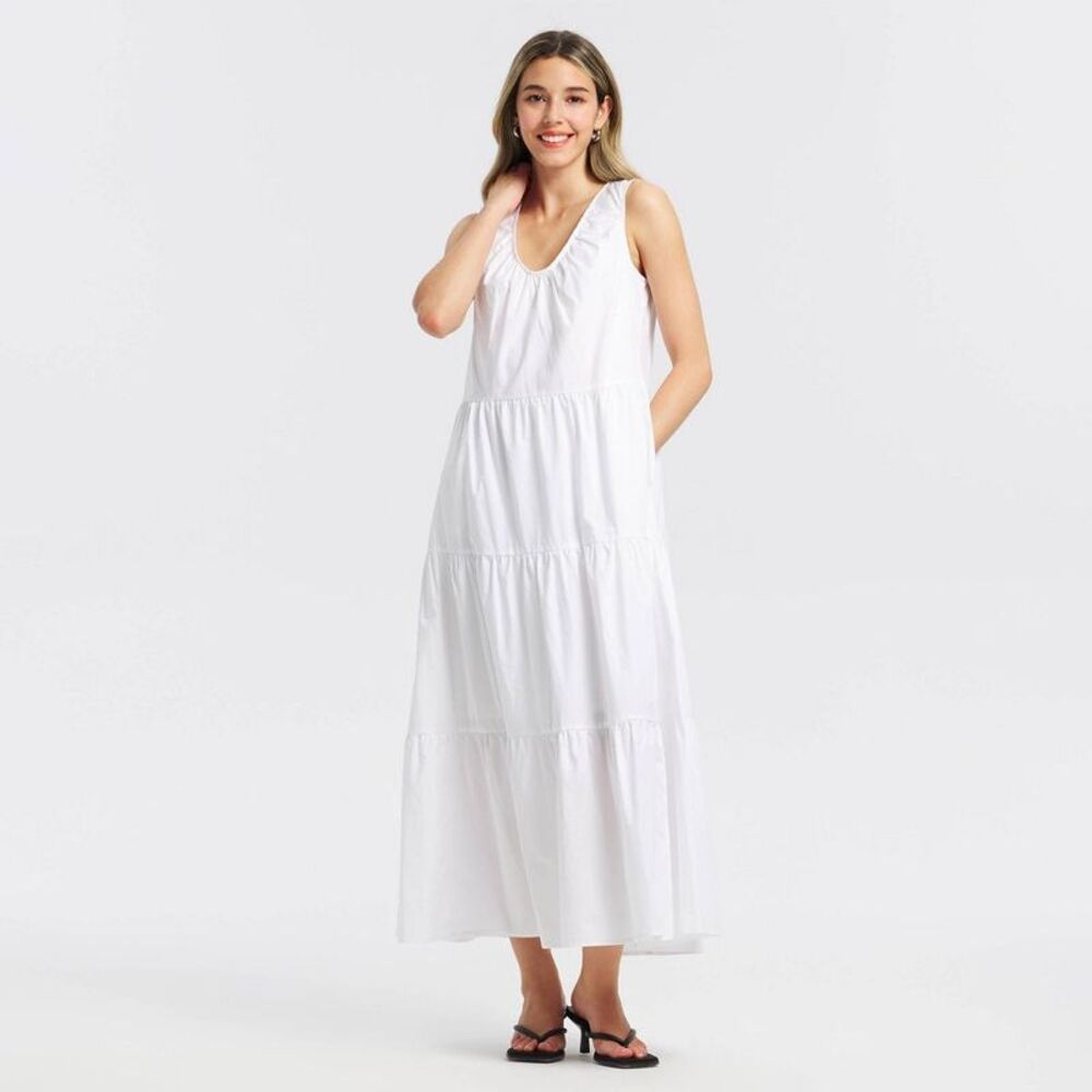 Women's Tiered Maxi Dress - A New Day White S